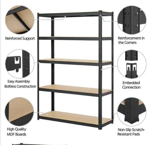 Metal 5 Layer Medium Duty Galvanized Steel/Metal Storage Rack Shelves Industrial Shelving Boltless Rivet Shelf